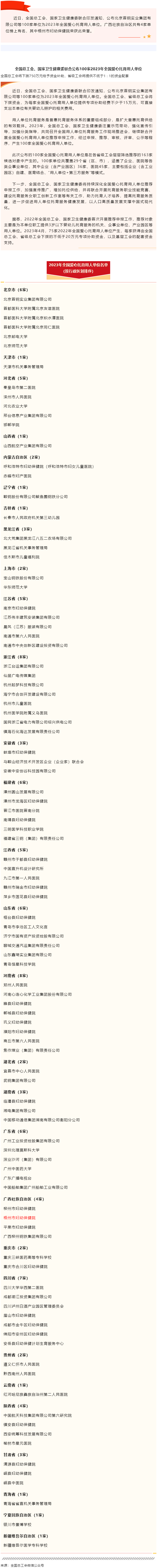 全國(guó)總工會(huì)、國(guó)家衛(wèi)生健康委聯(lián)合公布100家2023年全國(guó)愛(ài)心托育用人單位.png